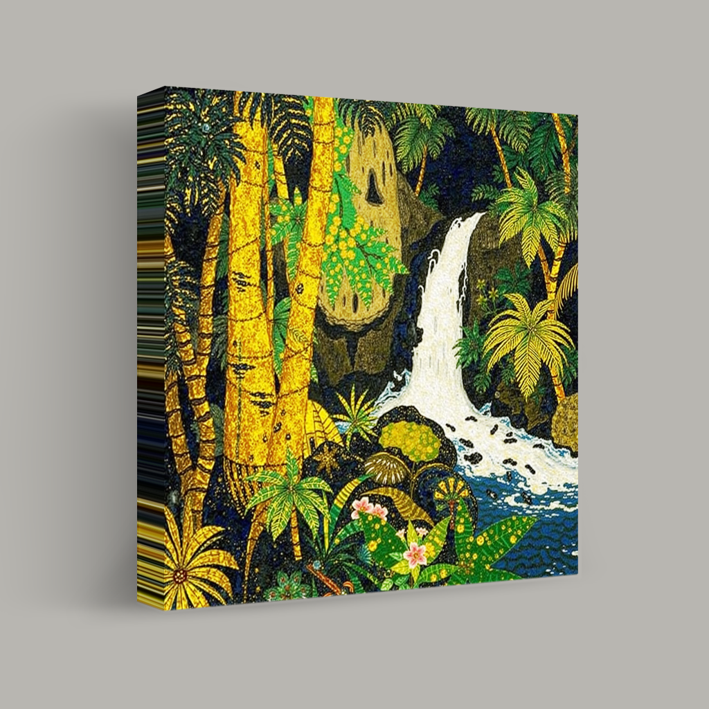 Lush Cascade in Tropical Wilderness view 1
