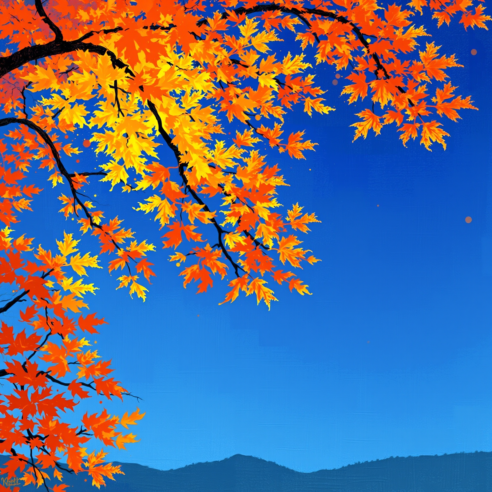 Lebendiges Blätterdach im Herbst Ansicht 2