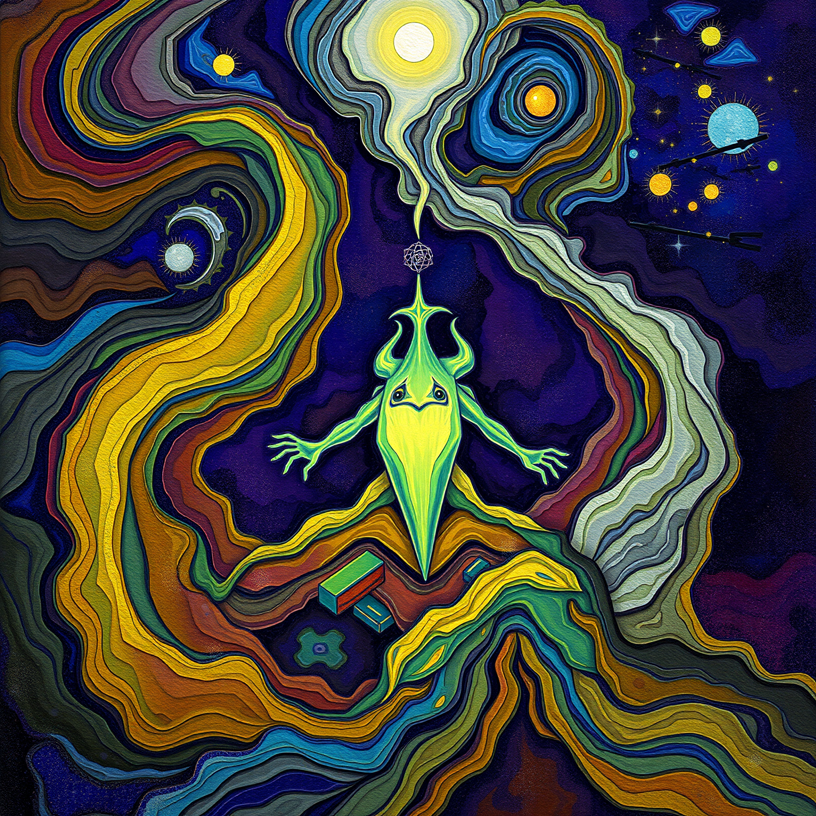 Cosmic Creature Amidst Swirling Galaxies view 2