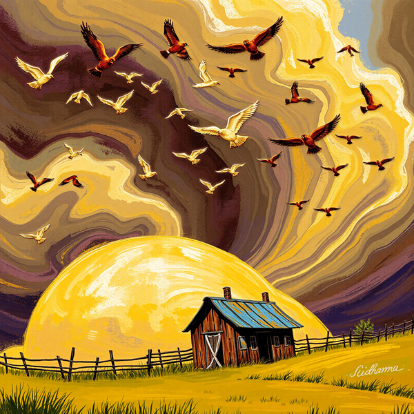 Sunrise Over Rural Cabin