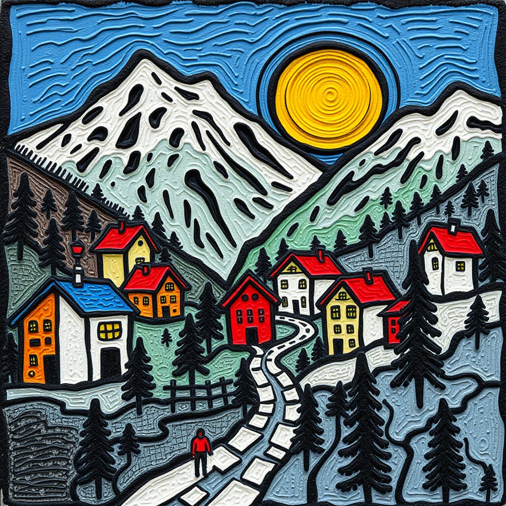 Village Under the Sunlit Peaks view 2