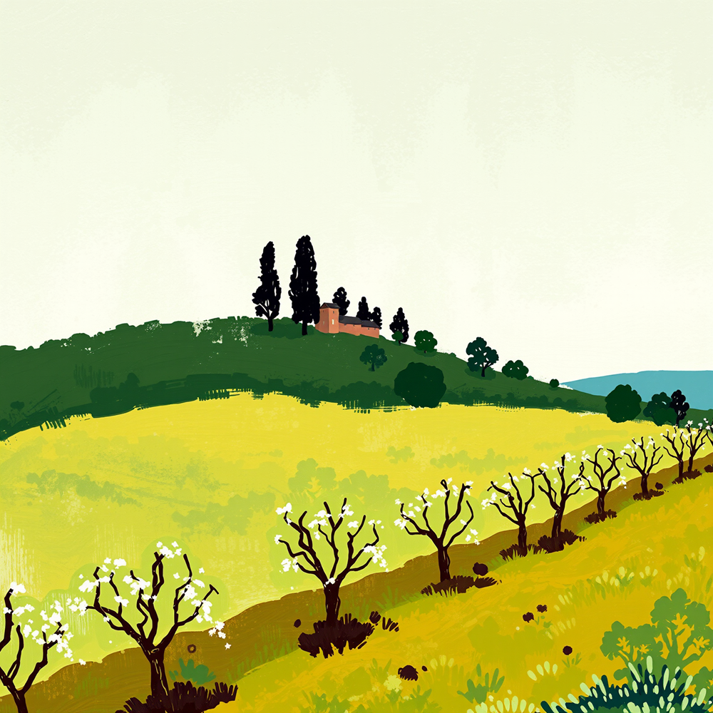 Rolling Hills and Blossoming Fields view 2
