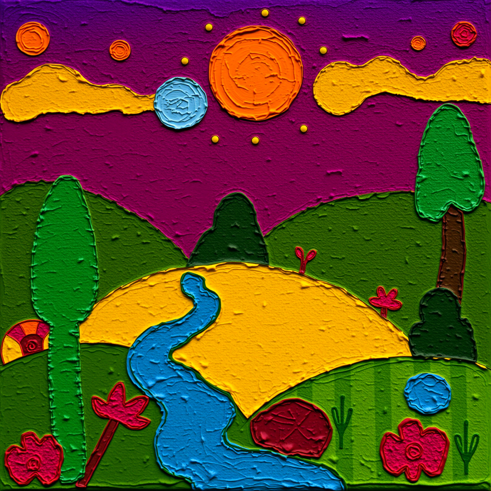 Whimsical Journey Through Colorful Meadows view 2