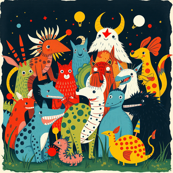 Assembly of Whimsical Creatures