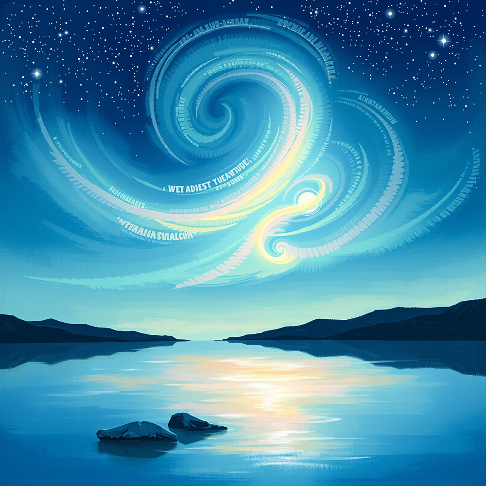 Starlit Swirl Over Tranquil Waters view 2
