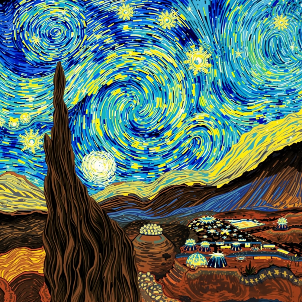 Vórtice celestial sobre el valle del desierto vista 2