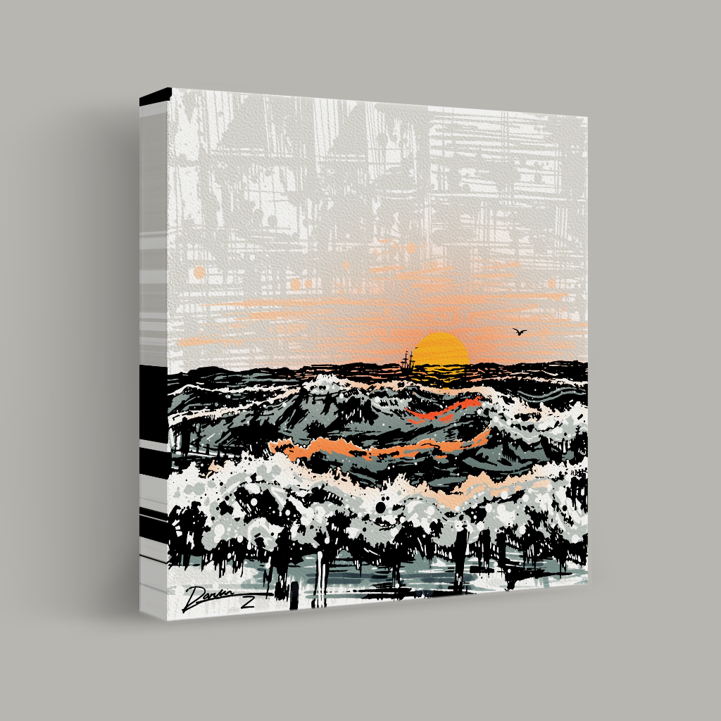 Sunrise Over Turbulent Sea view 1