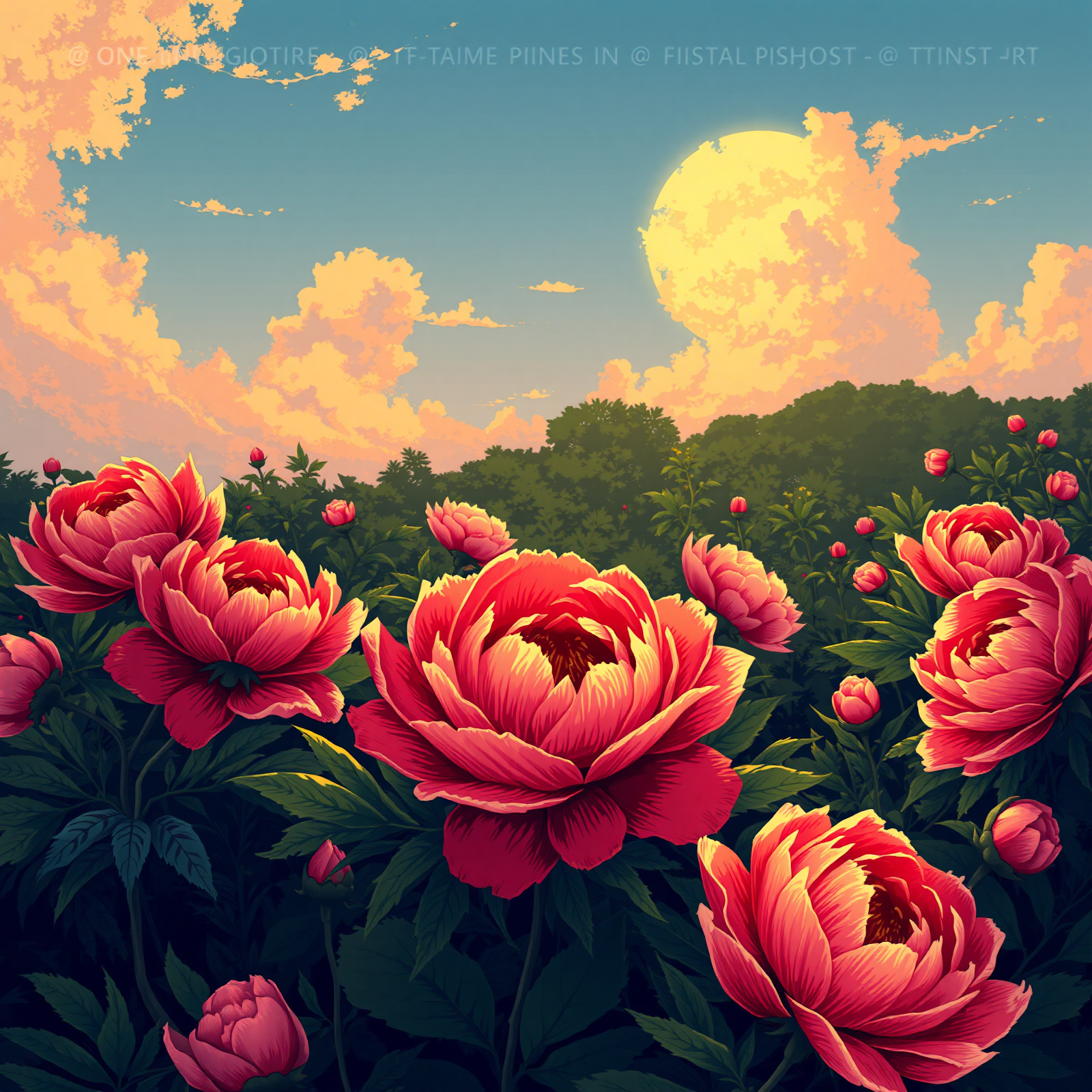 Sunset Over Blossom Field view 2