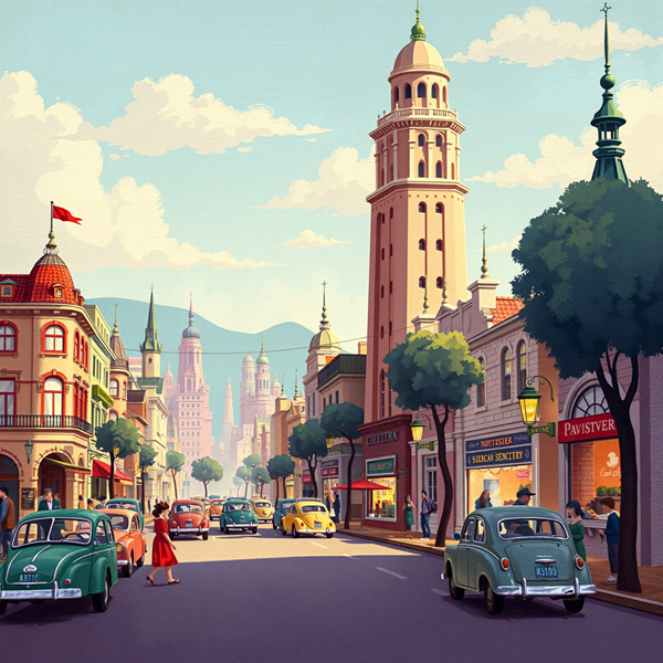 Vintage Urban Street Scene