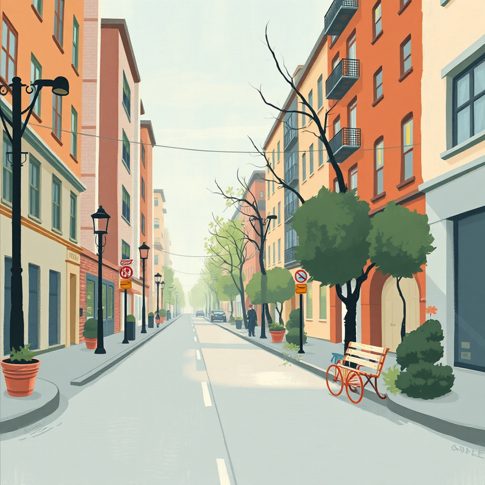 Tranquil Urban Morning view 2