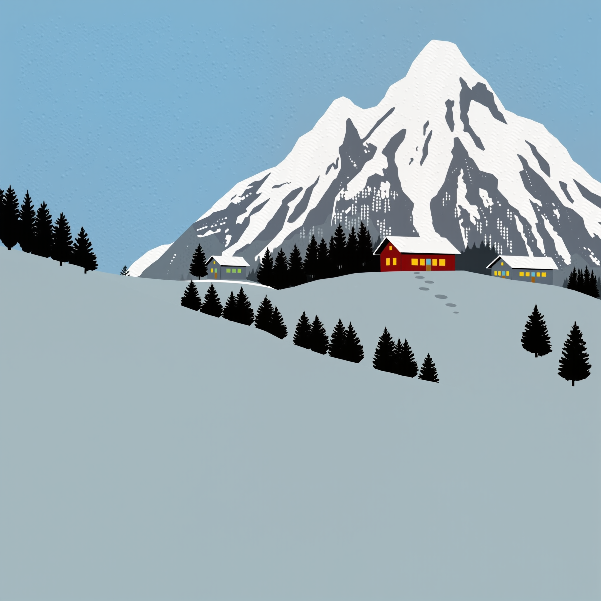 Solitude Beneath Snowy Peaks view 2