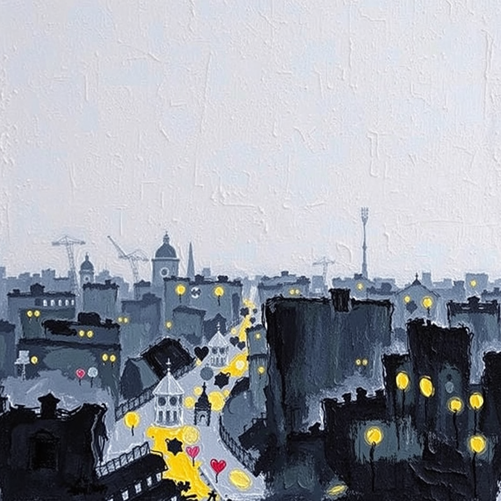 Crépuscule sur les toits de la ville vue 2