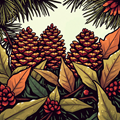 Vibrant Pine Cones and Foliage thumbnail 2