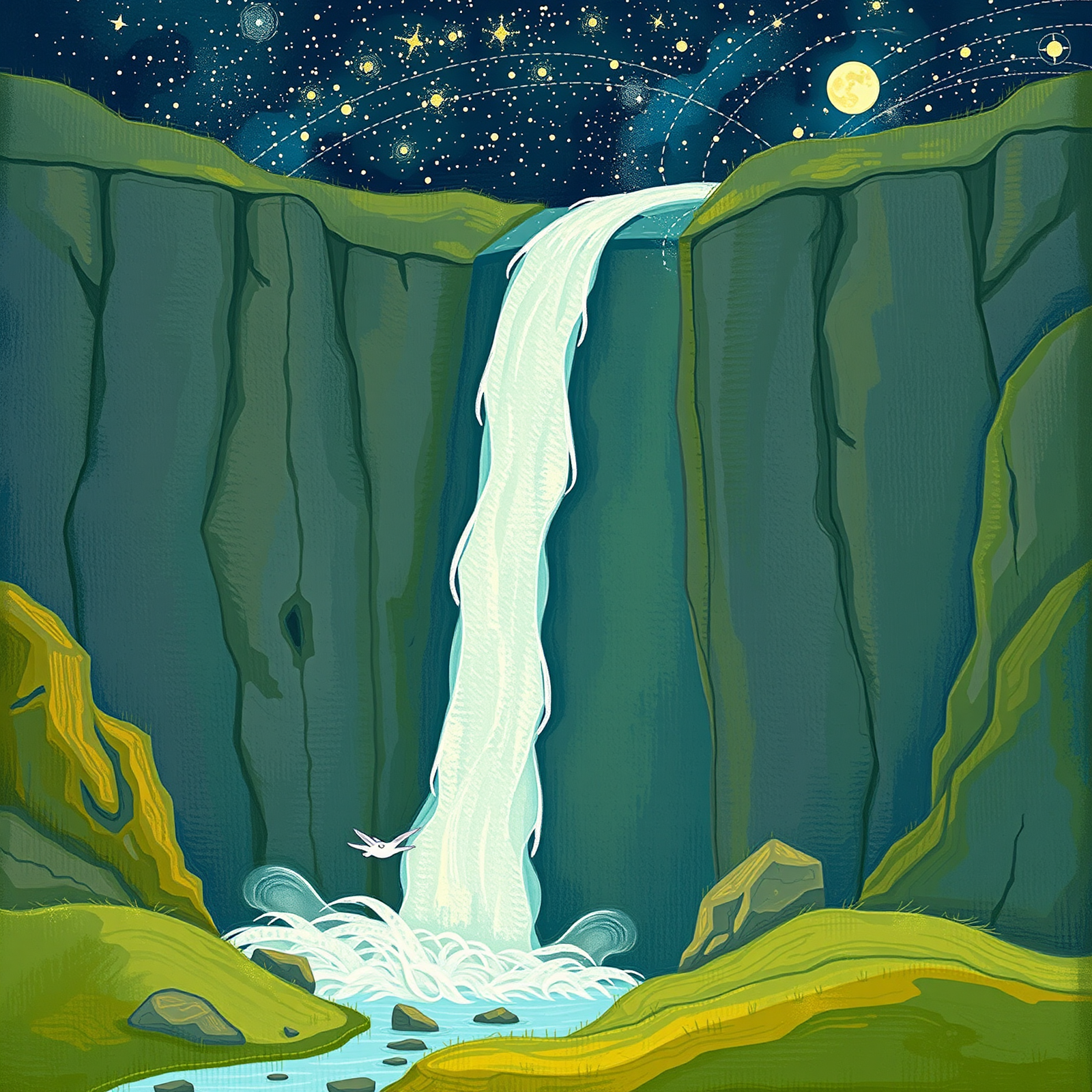 Cascade Beneath Celestial Skies view 2