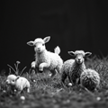 Frolicking Lambs in Grass thumbnail 2