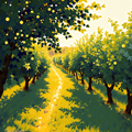 Pathway Through the Sunlit Orchard thumbnail 2