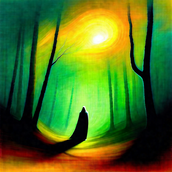 Cloaked Wanderer in the Enchanted Woods
