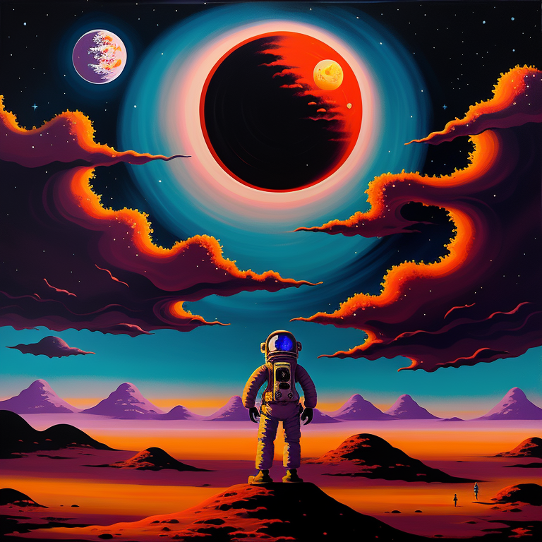 Celestial Wanderer Under a Crimson Sky view 2