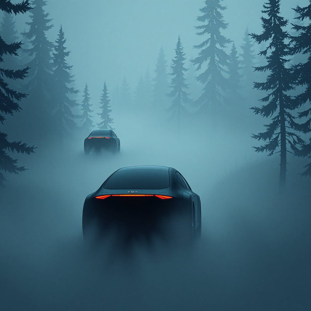 Cars in Misty Forest view 2