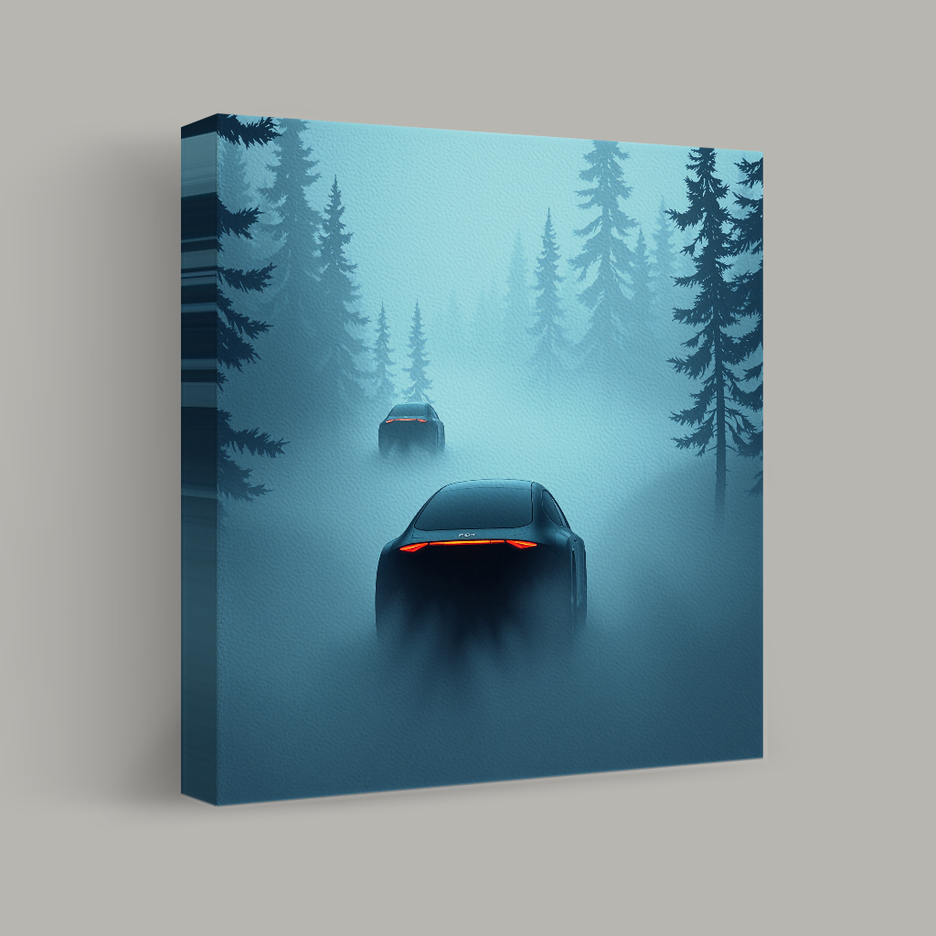 Cars in Misty Forest view 1