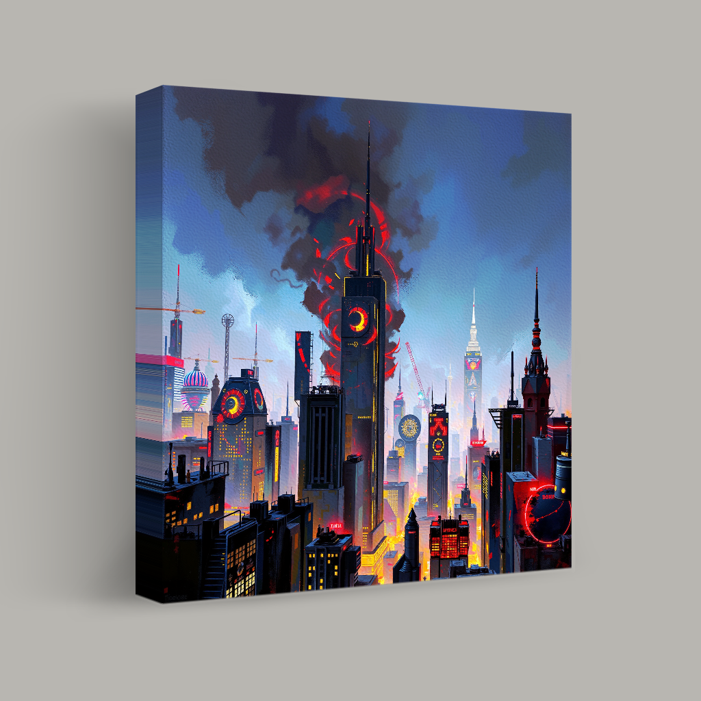 Neon Towers in the Storm view 1