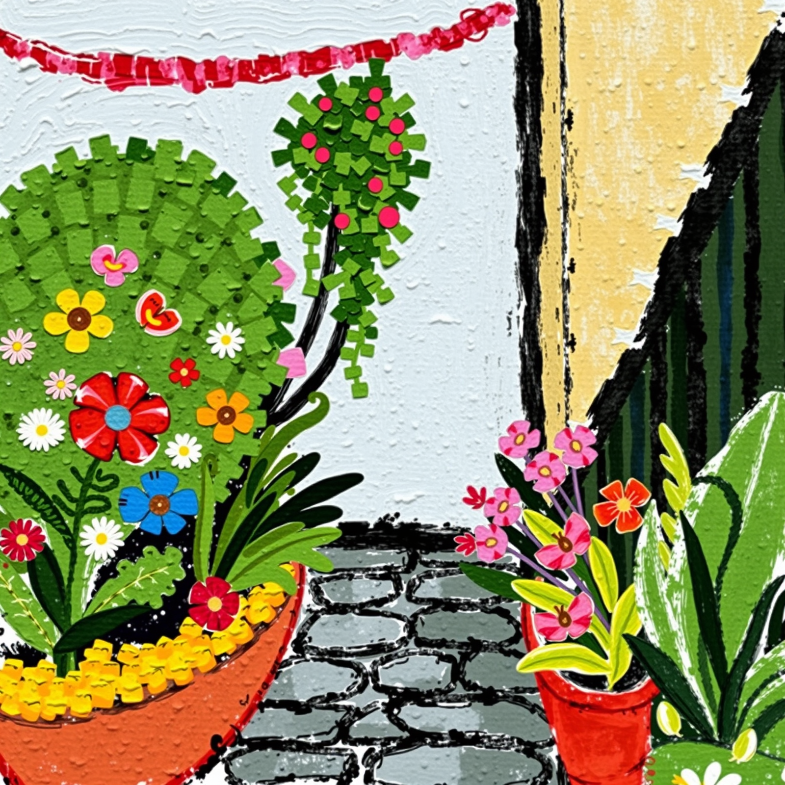 Garden Blooms on a Cobblestone Path view 2