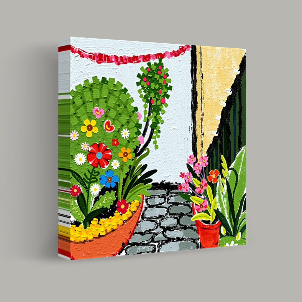 Garden Blooms on a Cobblestone Path view 1