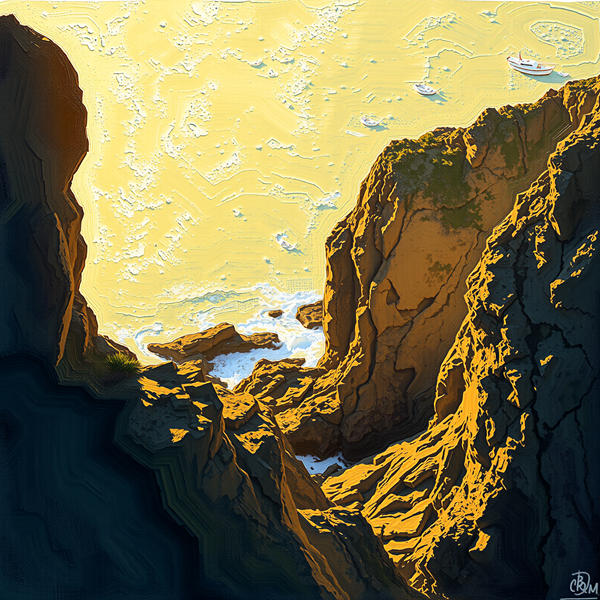 Golden Cliffs by the Sea
