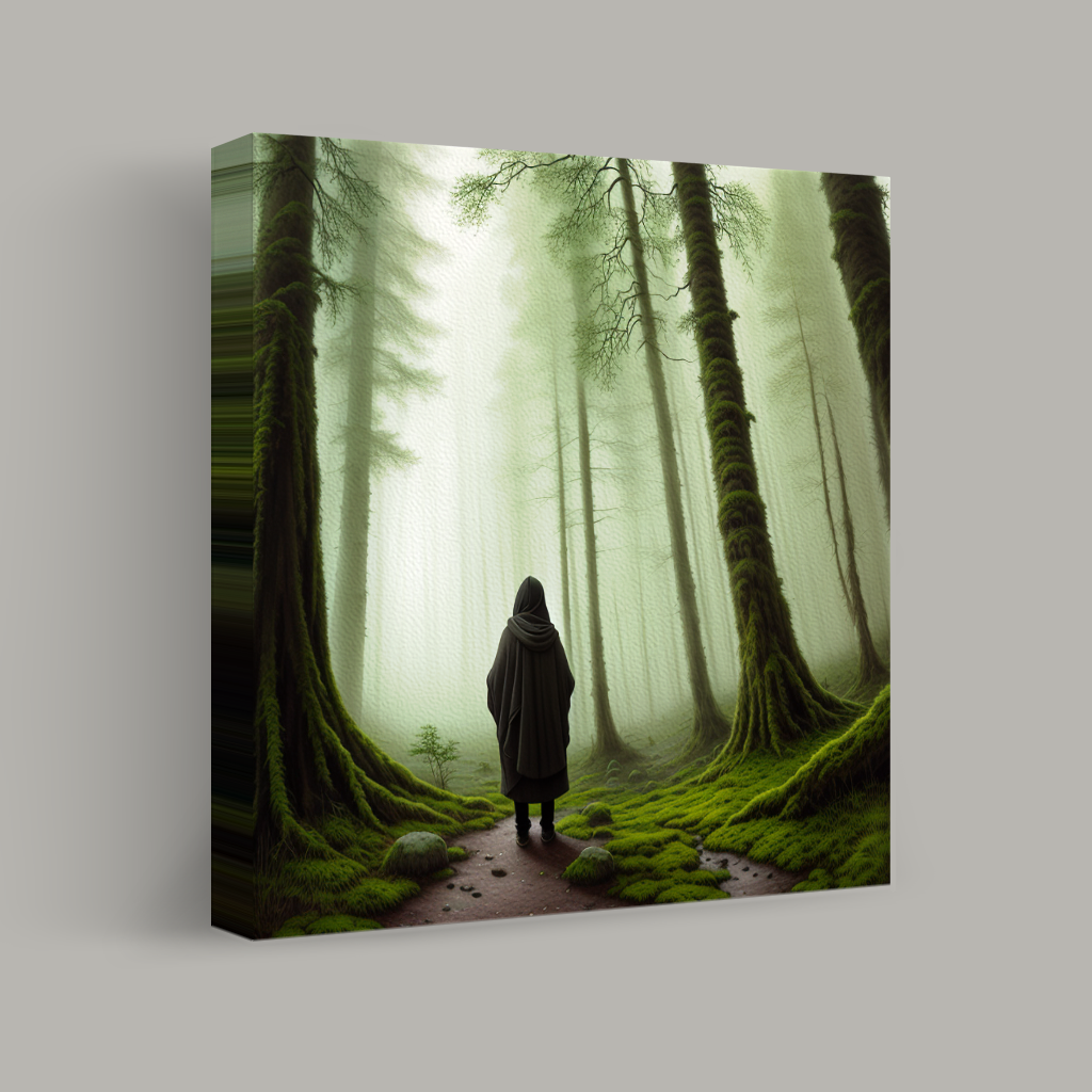 Wanderer in the Misty Forest view 1