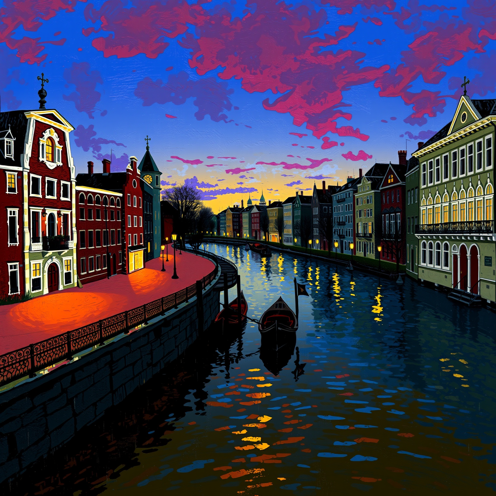 Twilight Reflections on a Canal view 2