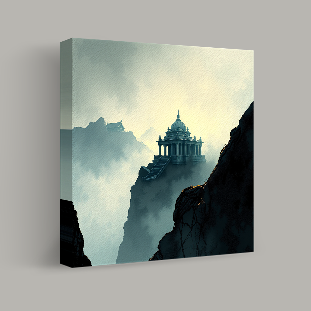 Temples Amidst the Misty Peaks view 1