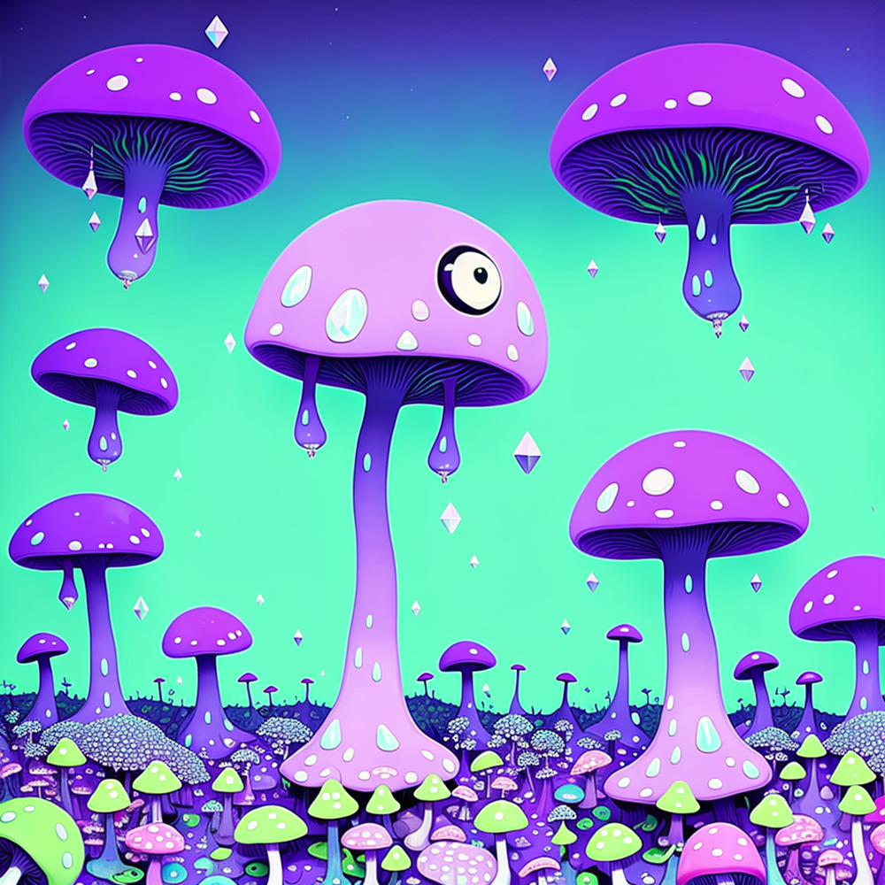 Enchanted Forest of Luminescent Mushrooms view 2