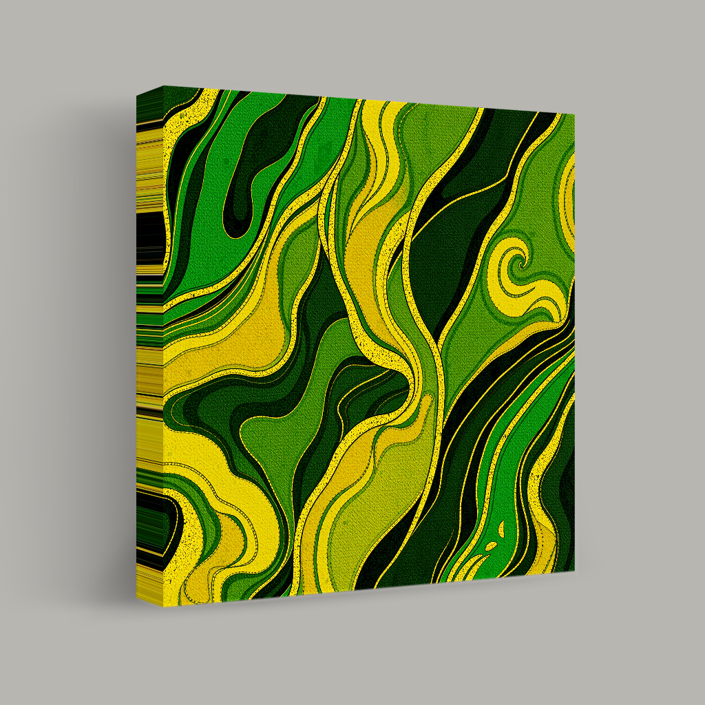 Flowing Green and Yellow Waves view 1