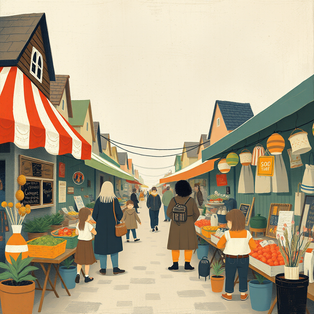 Strolling Through the Village Market view 2