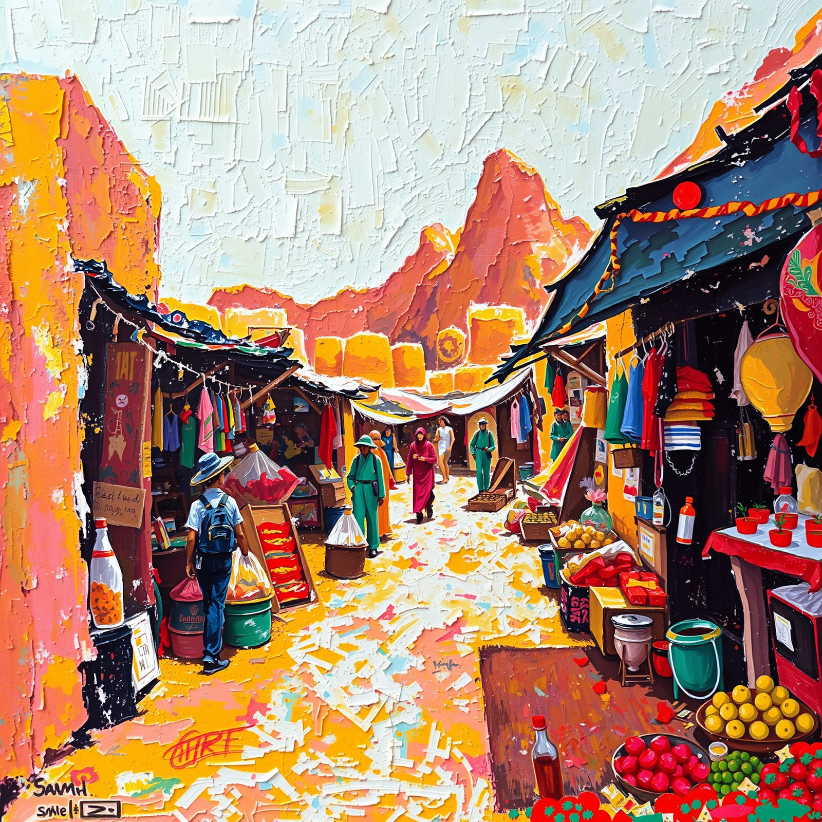 Vibrant Bazaar Beneath the Peaks view 2