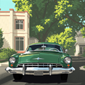 Classic Green Car on Suburban Street thumbnail 2