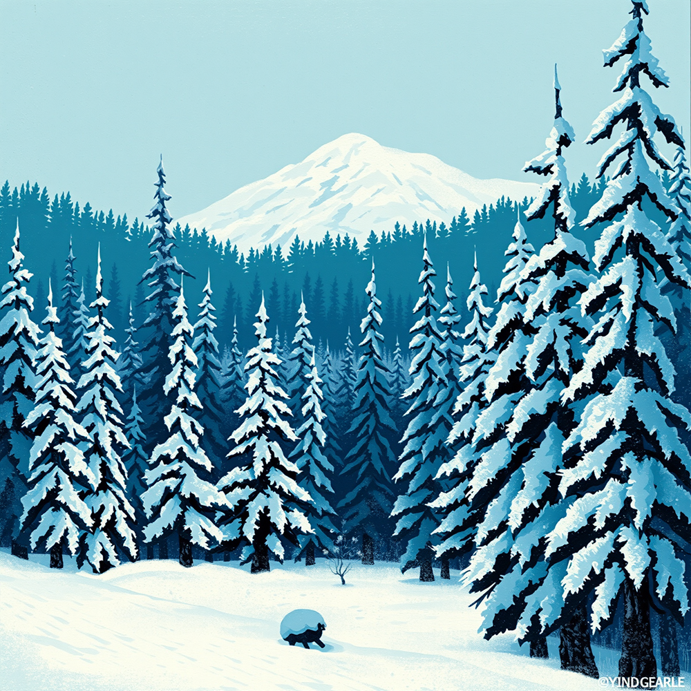 Winter's Embrace in the Pine Forest view 2