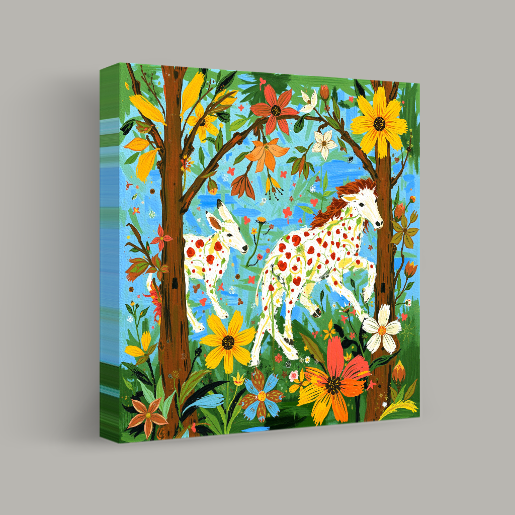 Dotted Horses in Floral Forest view 1