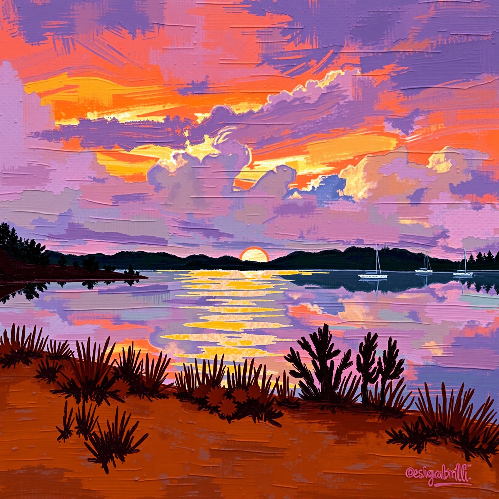 Sunset Serenity Over the Lake view 2