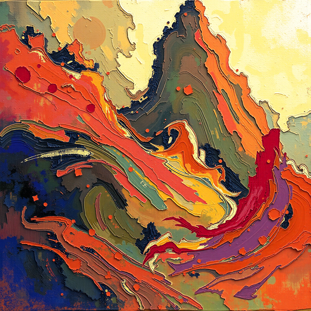 Fiery Abstract Waves view 2