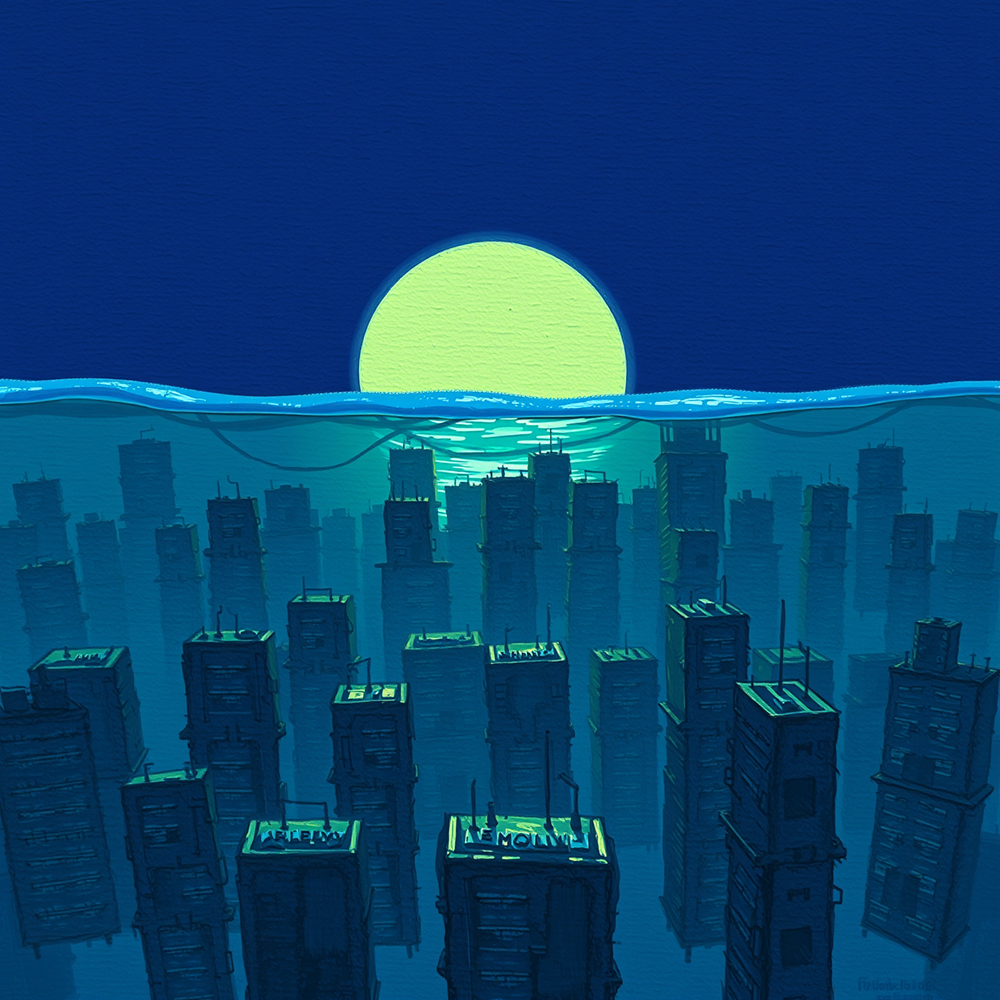 Submerged Skyline at Dusk view 2