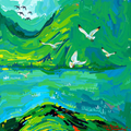 Soaring Gulls Over Green Waves thumbnail 2