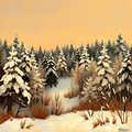 Snow-Covered Forest at Dusk thumbnail 2