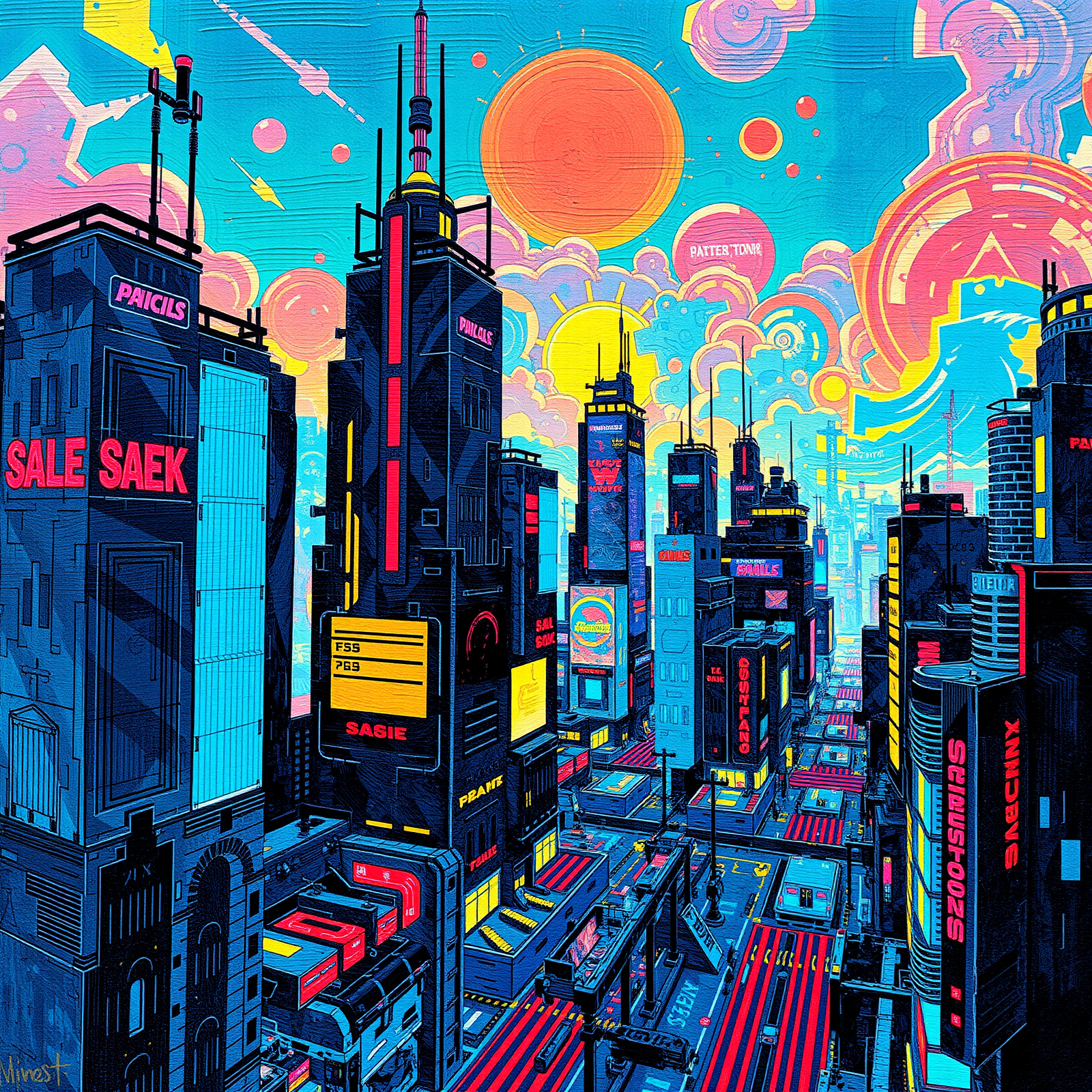 Neon Skies Over Urban Dreams view 2