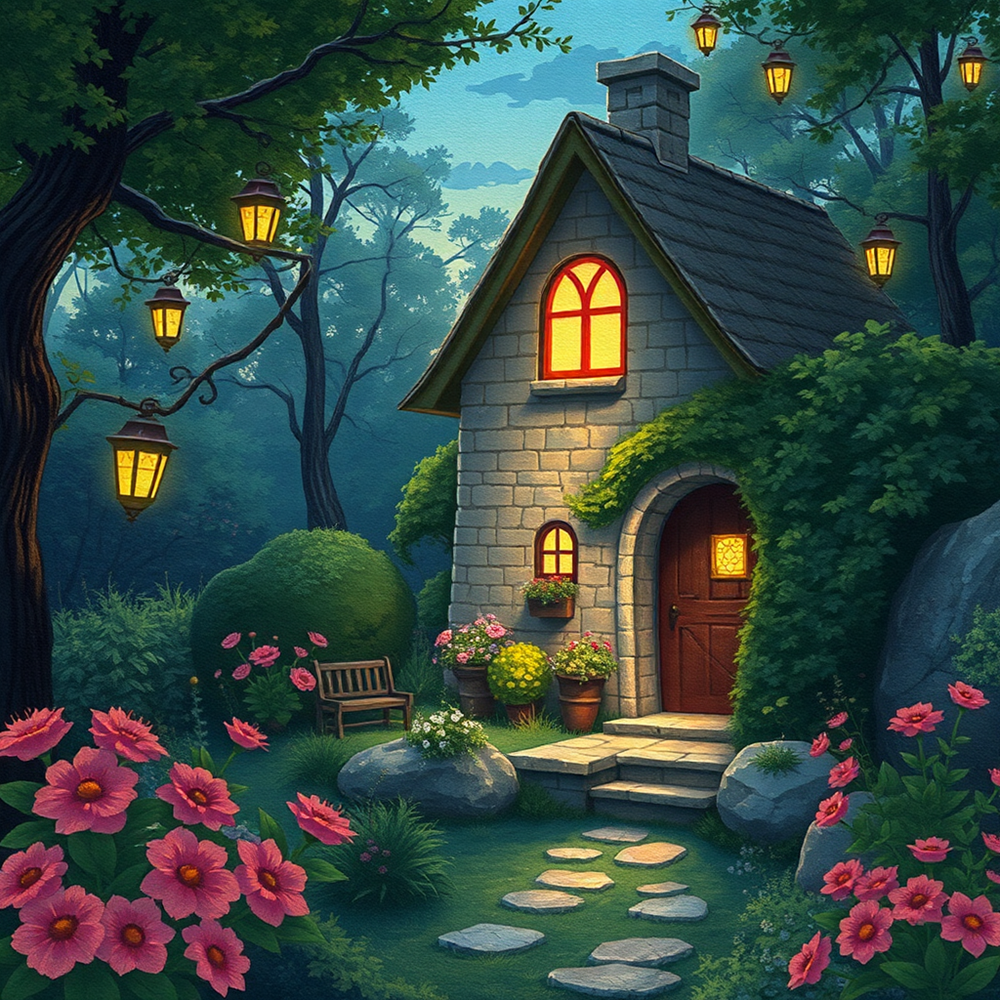 Lanterns by the Enchanted Cottage view 2