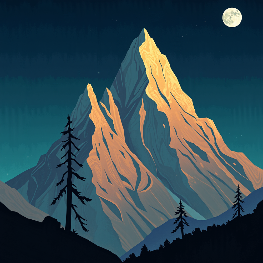 Moonlit Peaks and Shadows view 2