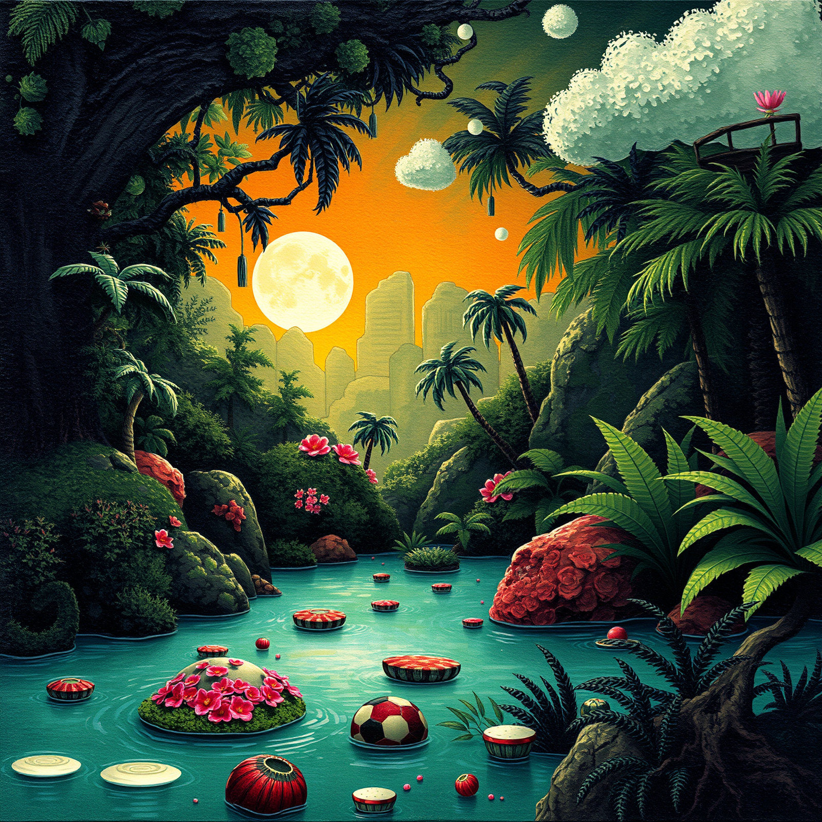 Moonlit Oasis with Floating Delights view 2