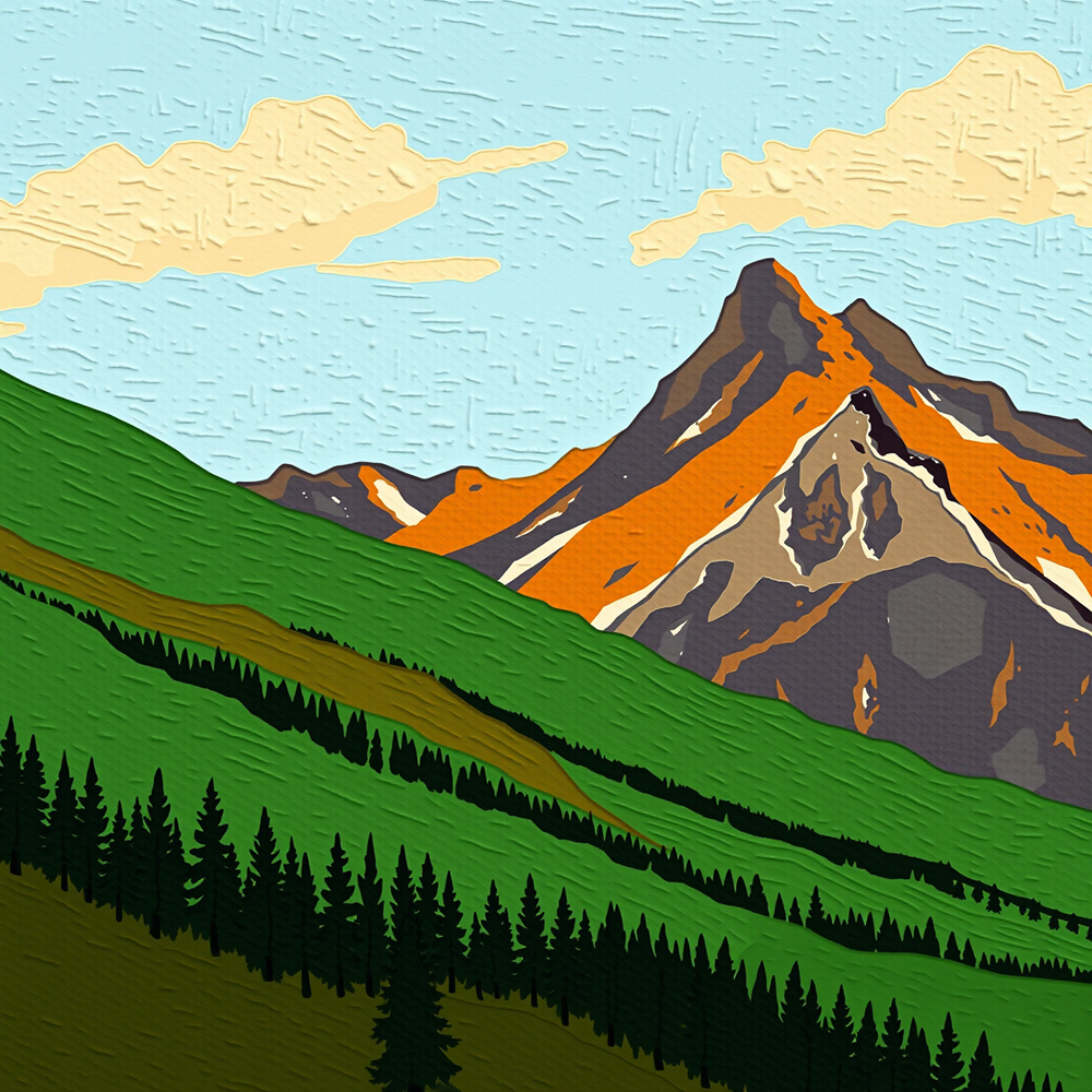 Majestic Peaks of Vibrant Hues view 2