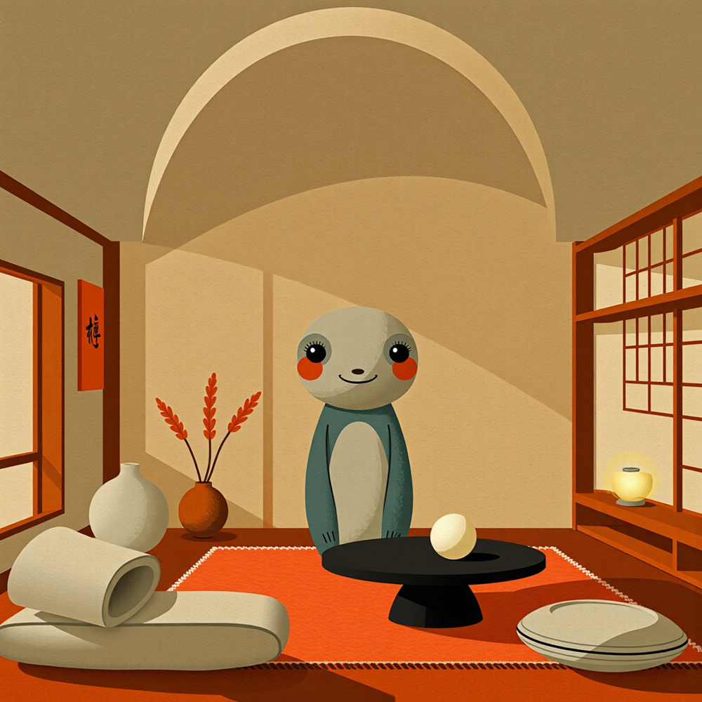 Serene Figurine in a Minimalist Room view 2