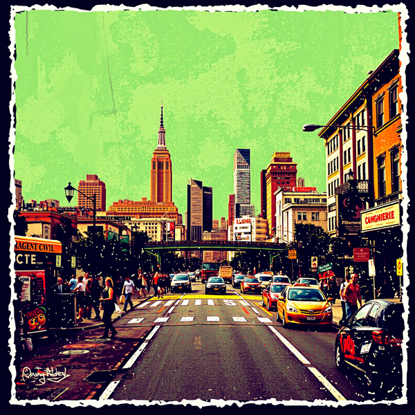 Urban Street View with Skyscrapers